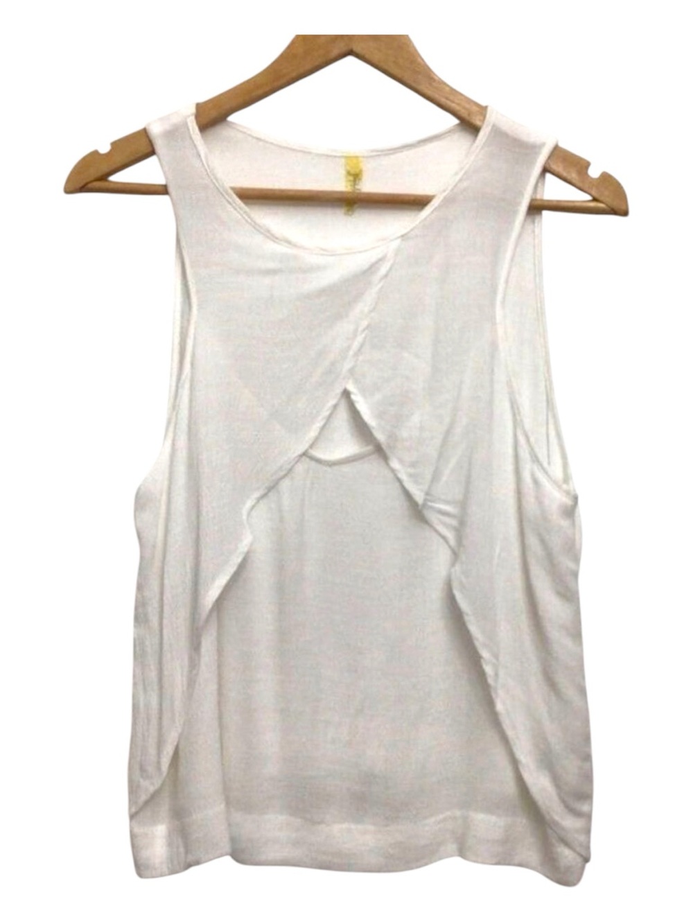 Free People Ivory Layered Crossover Tank Top Sleeveless Boho Soft Knit Size Smal